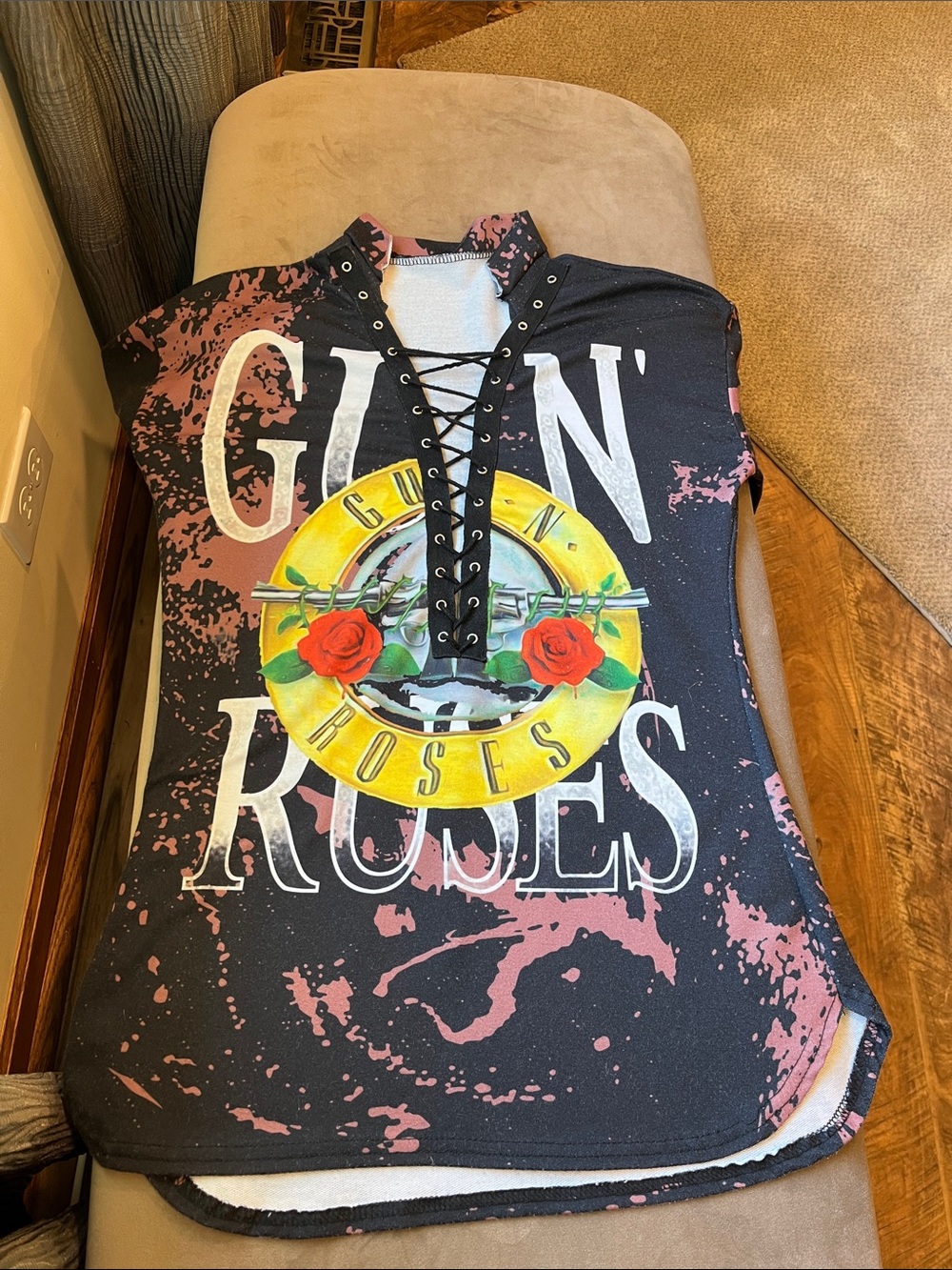 Guns N' Roses Black Lace-Up Graphic Tee